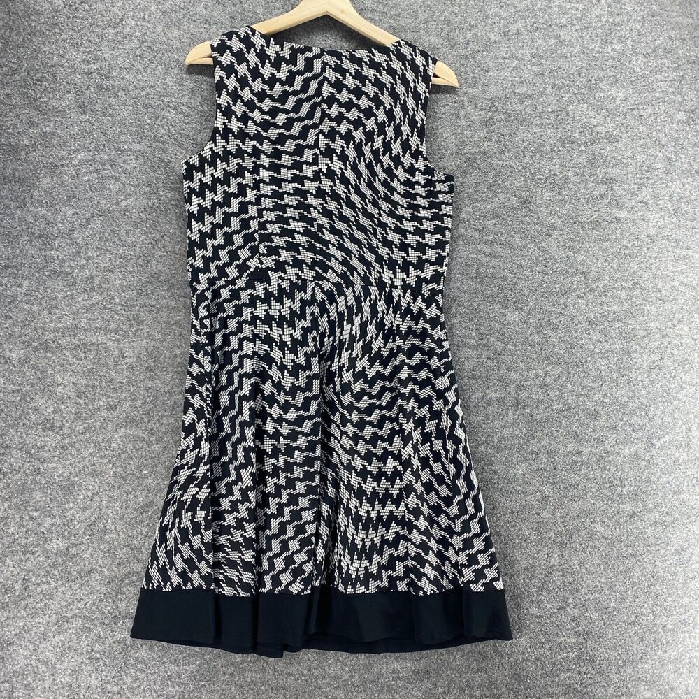 AB Studio Dress Women L Large Black Geometric Sheath Midi Sleeveless Round Neck - Picture 2 of 7